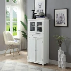 Home Decorators Collection Hampton Harbor 25 in. W x 14 in. D x 52-1/2 in. H Linen Cabinet with Drawer in White