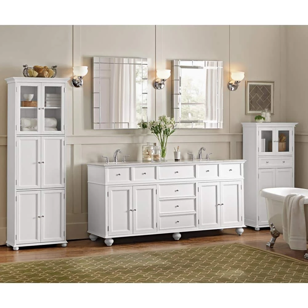 Home Decorators Collection Hampton Harbor 25 in. W x 14 in. D x 52-1/2 in. H Linen Cabinet with Drawer in White 12 Home Decorators Collection Hampton Harbor 25 in. W x 14 in. D x 52-1/2 in. H Linen Cabinet with Drawer in White - Image 10