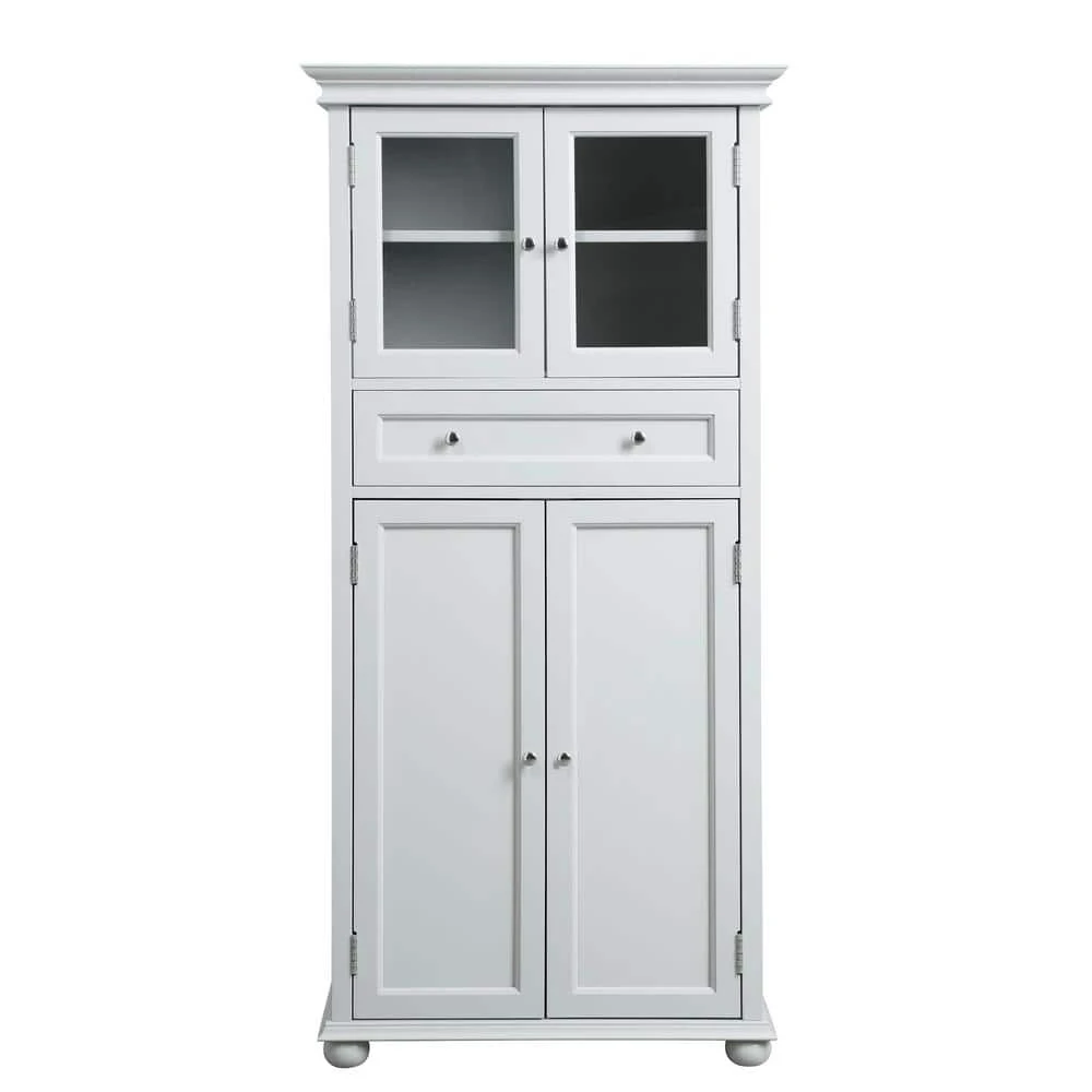 Home Decorators Collection Hampton Harbor 25 in. W x 14 in. D x 52-1/2 in. H Linen Cabinet with Drawer in White 4 Home Decorators Collection Hampton Harbor 25 in. W x 14 in. D x 52-1/2 in. H Linen Cabinet with Drawer in White - Image 2