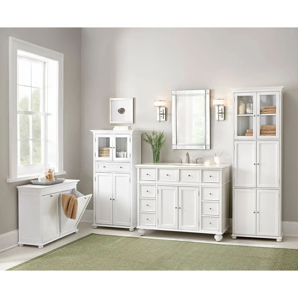 Home Decorators Collection Hampton Harbor 25 in. W x 14 in. D x 52-1/2 in. H Linen Cabinet with Drawer in White 11 Home Decorators Collection Hampton Harbor 25 in. W x 14 in. D x 52-1/2 in. H Linen Cabinet with Drawer in White - Image 9