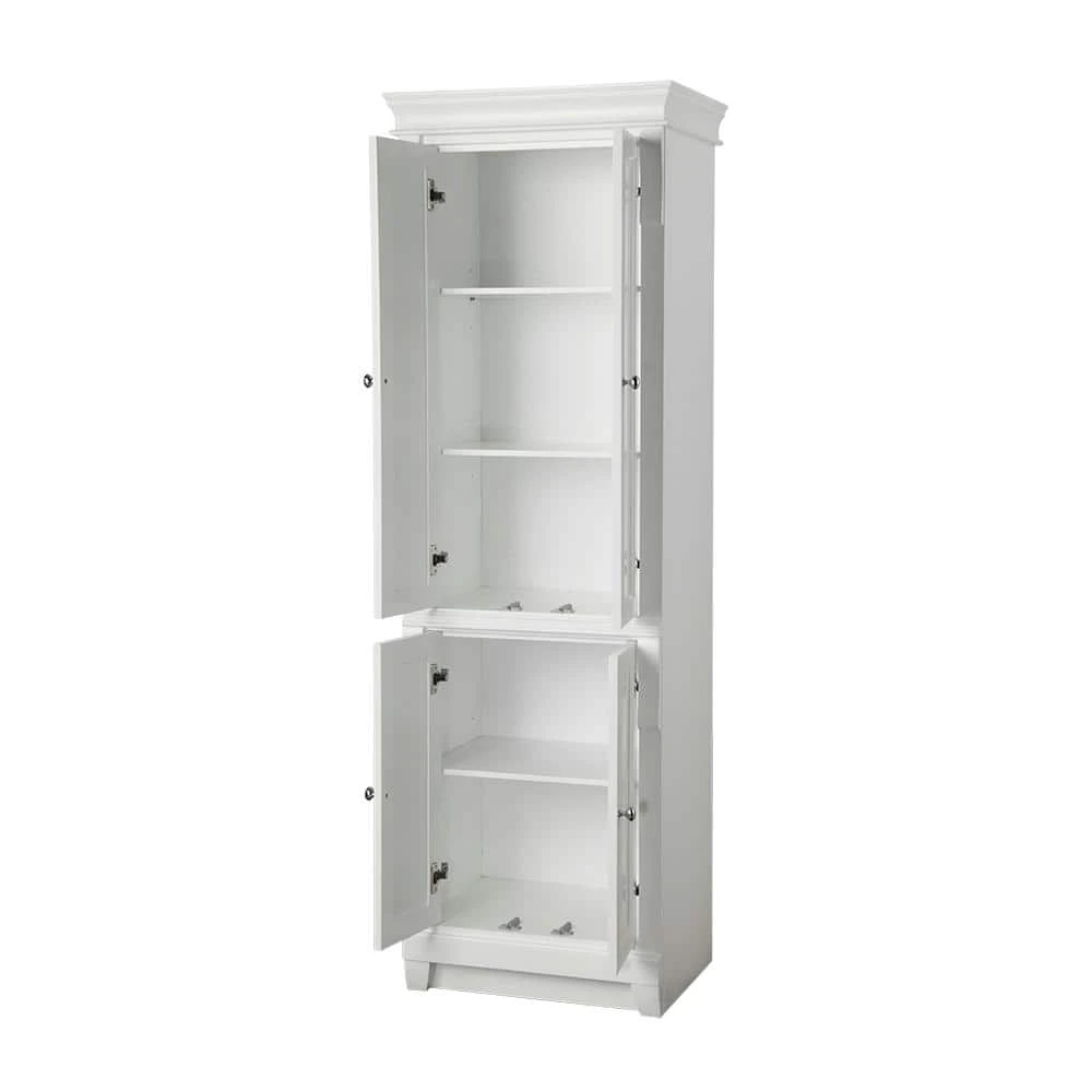 Home Decorators Collection Naples 24 in. W x 17 in. D x 74 in. H Bathroom Linen Cabinet in White 5 Home Decorators Collection Naples 24 in. W x 17 in. D x 74 in. H Bathroom Linen Cabinet in White - Image 4