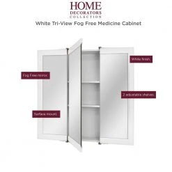 Home Decorators Collection 30 in. W x 29 in. H Fog Free Framed Surface-Mount Tri-View Bathroom Medicine Cabinet in White with Mirror 13 Home Decorators Collection 30 in. W x 29 in. H Fog Free Framed Surface-Mount Tri-View Bathroom Medicine Cabinet in White with Mirror -Flora Home Decorators Soldes white home decorators collection medicine cabinets with mirrors 45393 1d 1000