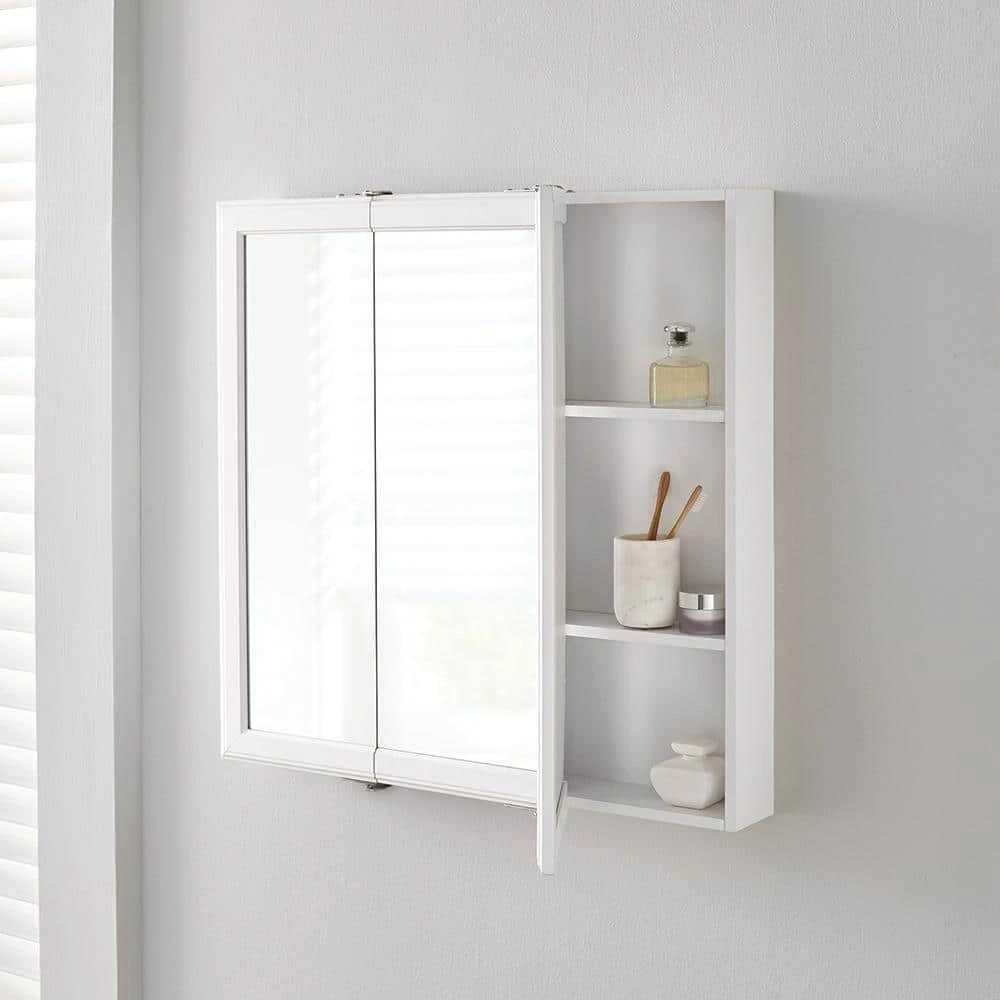 Home Decorators Collection 30 in. W x 29 in. H Fog Free Framed Surface-Mount Tri-View Bathroom Medicine Cabinet in White with Mirror 9 Home Decorators Collection 30 in. W x 29 in. H Fog Free Framed Surface-Mount Tri-View Bathroom Medicine Cabinet in White with Mirror - Image 7