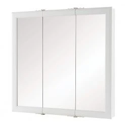 Home Decorators Collection 30 in. W x 29 in. H Fog Free Framed Surface-Mount Tri-View Bathroom Medicine Cabinet in White with Mirror