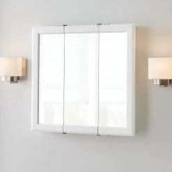 Home Decorators Collection 24-3/16 in. W x 24-3/16 in. H Fog Free Framed Surface-Mount Tri-View Bathroom Medicine Cabinet in White 15 Home Decorators Collection 24-3/16 in. W x 24-3/16 in. H Fog Free Framed Surface-Mount Tri-View Bathroom Medicine Cabinet in White -Flora Home Decorators Soldes white home decorators collection medicine cabinets with mirrors 45394 31 1000