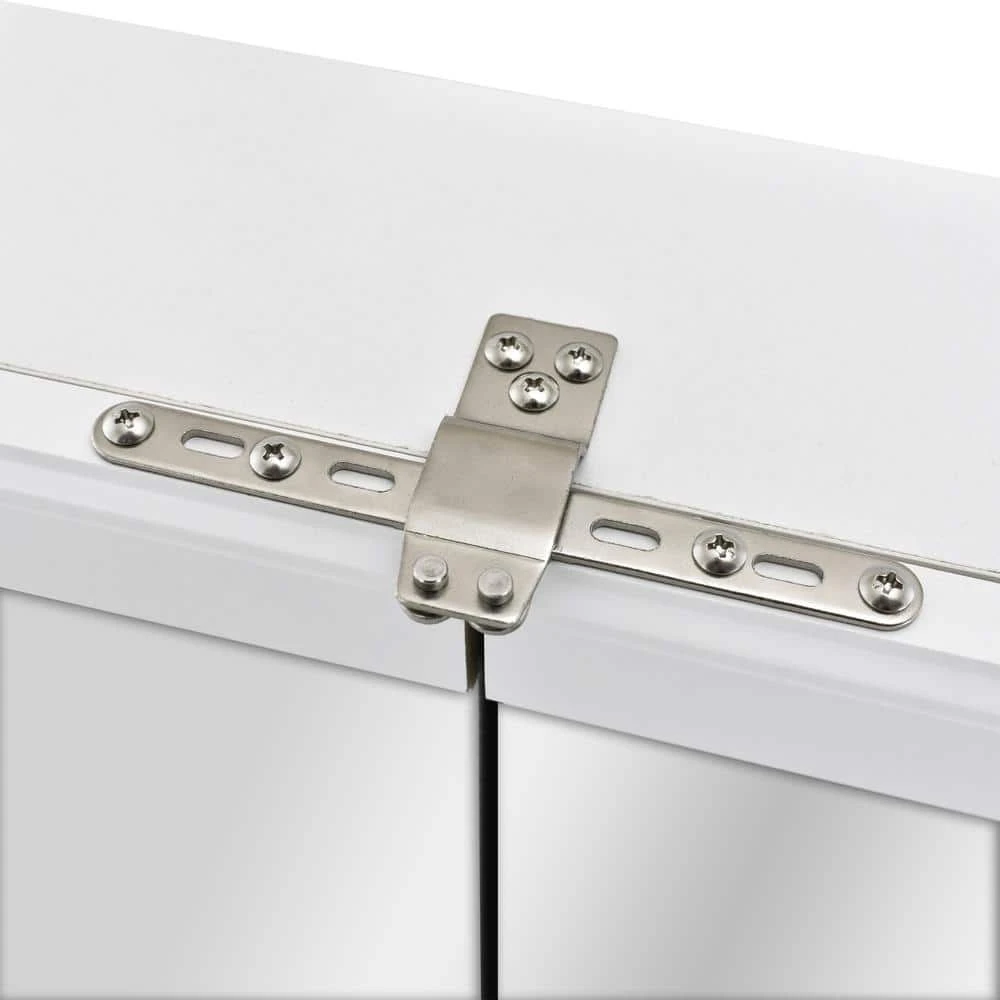 Home Decorators Collection 24-3/16 in. W x 24-3/16 in. H Fog Free Framed Surface-Mount Tri-View Bathroom Medicine Cabinet in White 6 Home Decorators Collection 24-3/16 in. W x 24-3/16 in. H Fog Free Framed Surface-Mount Tri-View Bathroom Medicine Cabinet in White - Image 4