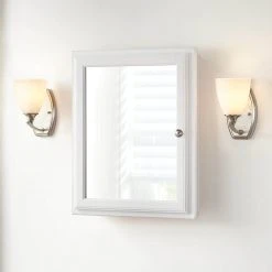 Home Decorators Collection 20-3/4 in. W x 25-3/4 in. H Fog Free Framed Recessed or Surface-Mount Bathroom Medicine Cabinet in White with Mirror -Flora Home Decorators Soldes white home decorators collection medicine cabinets with mirrors 45409 31 1000