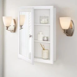 Home Decorators Collection 20-3/4 in. W x 25-3/4 in. H Fog Free Framed Recessed or Surface-Mount Bathroom Medicine Cabinet in White with Mirror -Flora Home Decorators Soldes white home decorators collection medicine cabinets with mirrors 45409 4f 1000