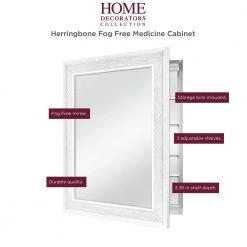 Home Decorators Collection 24 in. x 30 in. Fog Free Recessed or Surface Mount Herringbone Medicine Cabinet with Mirror 17 Home Decorators Collection 24 in. x 30 in. Fog Free Recessed or Surface Mount Herringbone Medicine Cabinet with Mirror -Flora Home Decorators Soldes white home decorators collection medicine cabinets with mirrors 83011 1f 1000