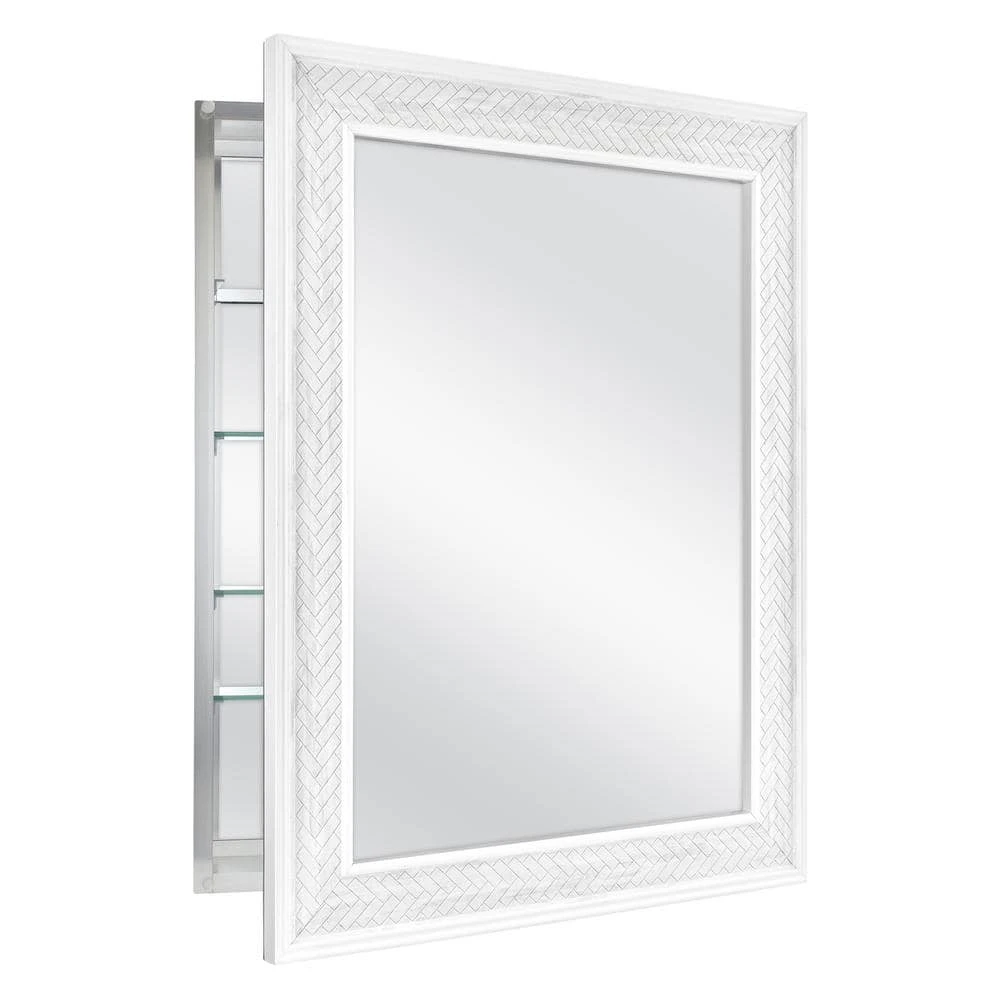 Home Decorators Collection 24 in. x 30 in. Fog Free Recessed or Surface Mount Herringbone Medicine Cabinet with Mirror 6 Home Decorators Collection 24 in. x 30 in. Fog Free Recessed or Surface Mount Herringbone Medicine Cabinet with Mirror - Image 4