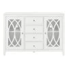 Home Decorators Collection Cliffmore White Glass Door Buffet with Elliptical Pattern