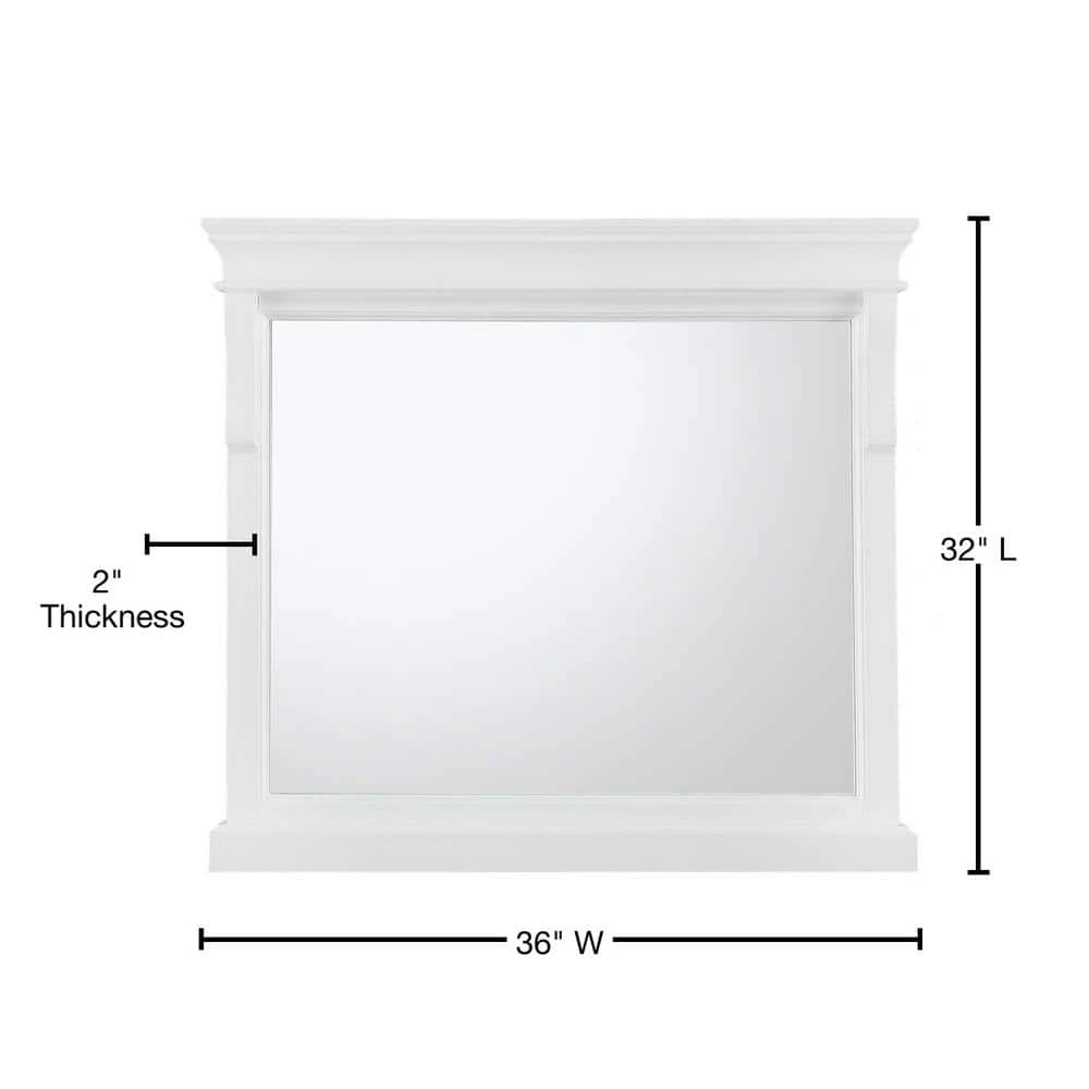 Home Decorators Collection 36 in. W x 32 in. H Framed Rectangular Bathroom Vanity Mirror in White 4 Home Decorators Collection 36 in. W x 32 in. H Framed Rectangular Bathroom Vanity Mirror in White - Image 2
