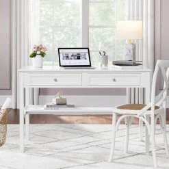 Home Decorators Collection Bradstone 47.80 in. White Writing Desk -Flora Home Decorators Soldes white home decorators collection writing desks js 3429 a 31 1000