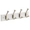Home Decorators Collection 18 in. White and Satin Nickel Beveled Square Hook Rack -Flora Home Decorators Soldes white satin nickel home decorators collection hooks r30799h pwn u 64 1000