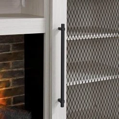 Home Decorators Collection Bramble 63 in. Freestanding Electric Fireplace TV Stand w/ Sliding Mesh Barn Door in White w/ Washed Blonde Walnut Top -Flora Home Decorators Soldes white walnut with blonde walnut home decorators collection freestanding electric fireplaces 1361fm 26 352 1f 1000