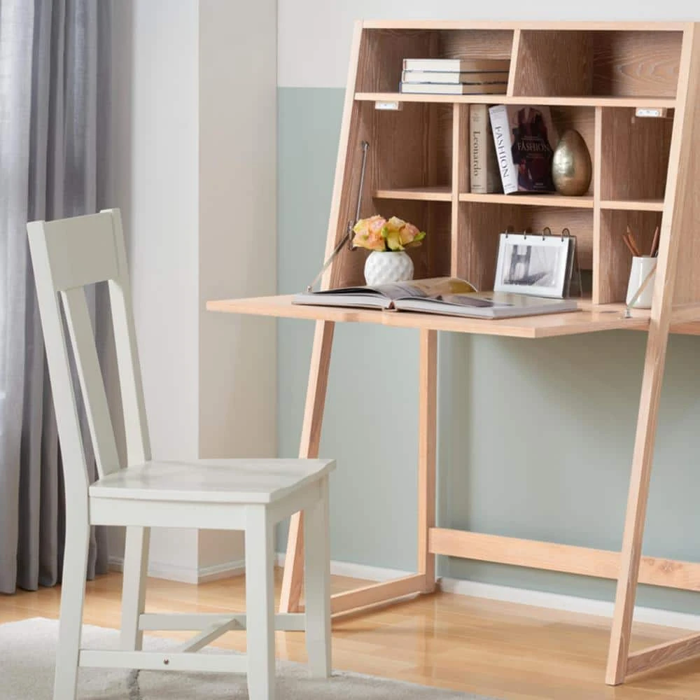 Home Decorators Collection 36 in. Rectangular White Wash Secretary Desk with Solid Wood Material 5 Home Decorators Collection 36 in. Rectangular White Wash Secretary Desk with Solid Wood Material - Image 3