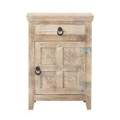 Home Decorators Collection Print Block 1-Drawer Whitewash Nightstand