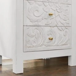 Home Decorators Collection Nadia Carved 3-Drawer Whitewash Nightstand (30 in. H x 23 in. W x 17 in. D) -Flora Home Decorators Soldes whitewash home decorators collection nightstands cac 20 015 1d 1000