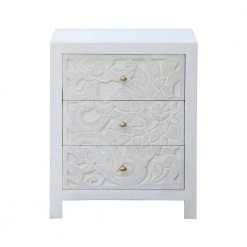 Home Decorators Collection Nadia Carved 3-Drawer Whitewash Nightstand (30 in. H x 23 in. W x 17 in. D) -Flora Home Decorators Soldes whitewash home decorators collection nightstands cac 20 015 31 1000