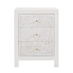 Home Decorators Collection Nadia Carved 3-Drawer Whitewash Nightstand (30 in. H x 23 in. W x 17 in. D)