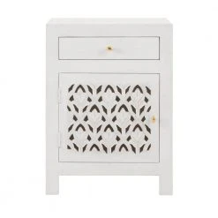 Home Decorators Collection Hallie Carved Single Door 1-Drawer Whitewash Nightstand (30 in. H x 22 in. W x 15 in. D)
