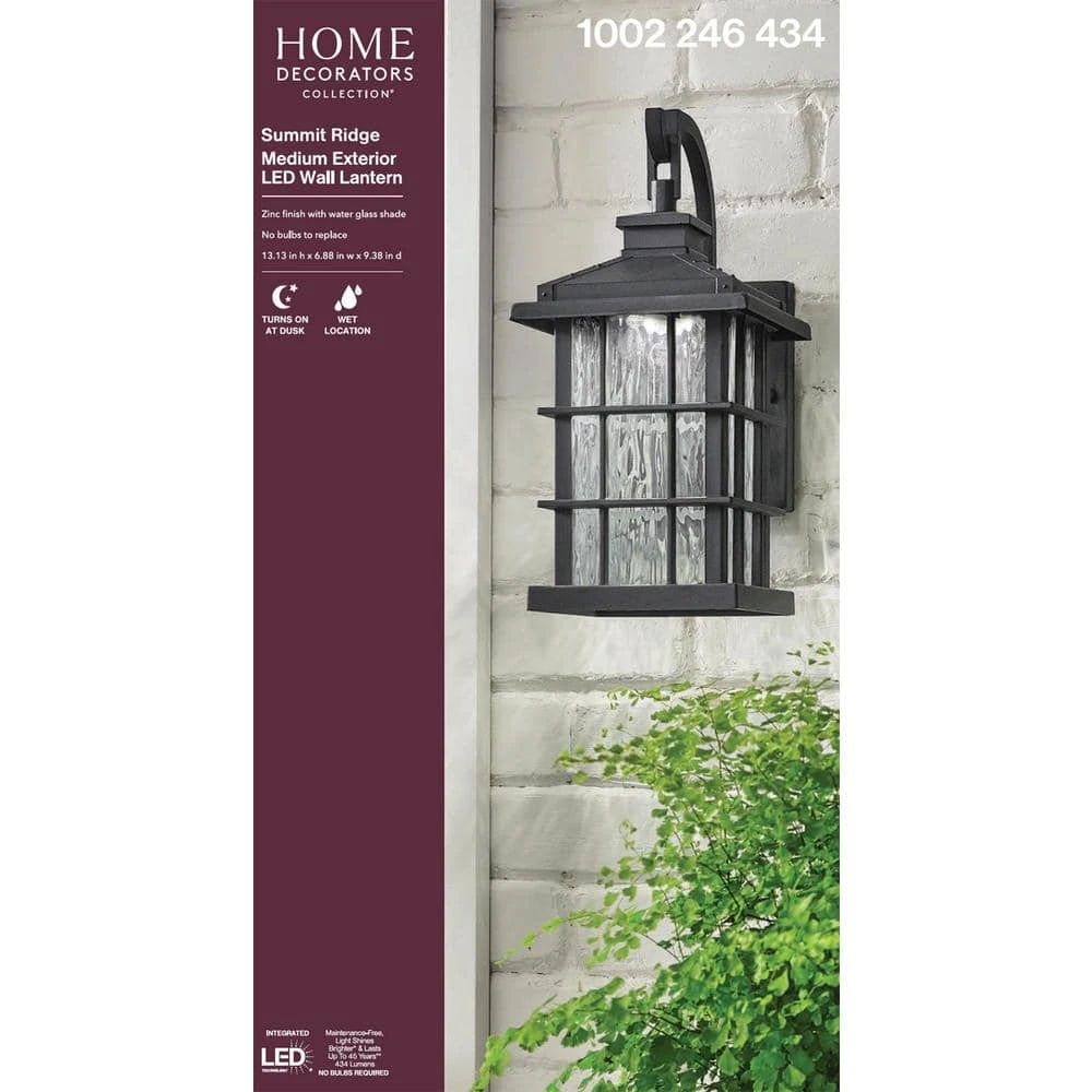 Home Decorators Collection Summit Ridge Collection Zinc Outdoor Integrated LED Dusk-to-Dawn Wall Lantern Sconce 9 Home Decorators Collection Summit Ridge Collection Zinc Outdoor Integrated LED Dusk-to-Dawn Wall Lantern Sconce - Image 7